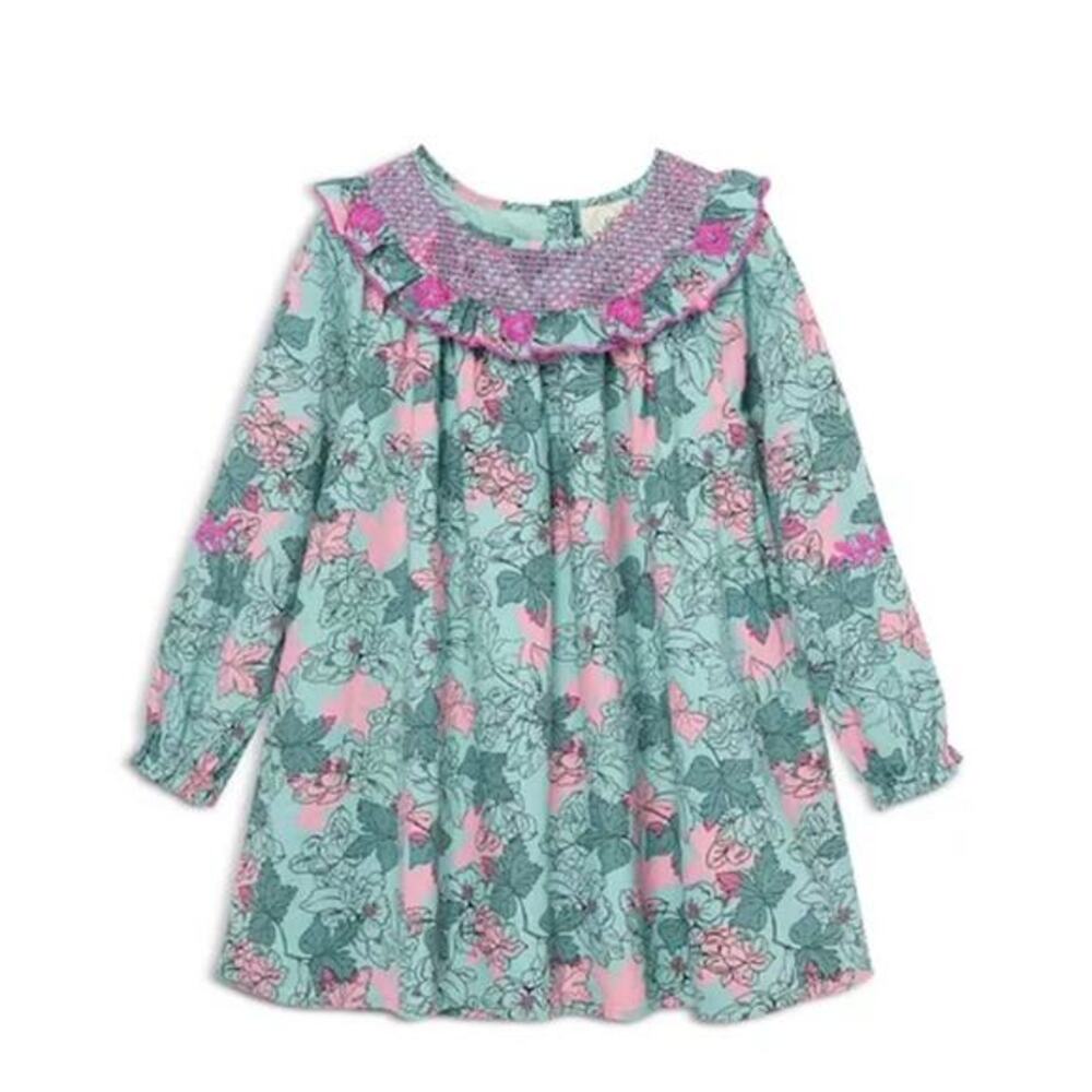 Peek Kids Girls' Smocked Collar Floral Print Dress Size 10